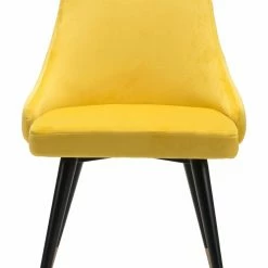 Flash Sale 🎁 HomeRoots Fashionable Canary Yellow Velvet Set of 2 Dining Chairs ⌛