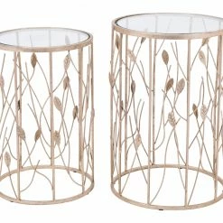 Top 10 ❤️ HomeRoots Clear & Gold Tempered Glass & Steel Set of 2 Side Tables DISCONTINUED 🌟