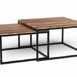 Buy ⭐ HomeRoots Squared Off Natural Wood Nesting Set of 2 Coffee Tables 👏