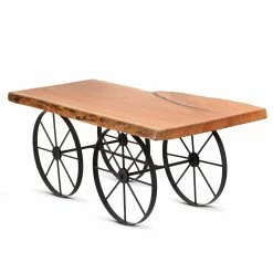 Cheapest π Custom Wood Creations Pier 1 Amish Handmade Live Edge Wagon Wheel Coffee Table π