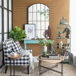 Hot Sale 🎁 SEASONAL ABODE Farmhouse Metal Brown & Black 31" x 17.5" Round 2 Piece End Table 💯