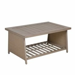 Hot Sale 🔥 inQbrands Aluminum with Faux Wood Top Patio Chat Table 🌟