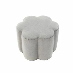 Buy 🌟 INSPIREDHOME CO Alyse Linen Upholstered Ottoman 🧨