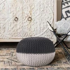 Best Pirce 🎁 INSPIREDHOME CO Ash Hand Knitted Pouf 🥰 -Cheap Living Room Store biccvuywmww8y28rlyge
