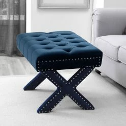 Promo β€οΈ INSPIREDHOME CO Kenny Velvet Tufted Ottoman π