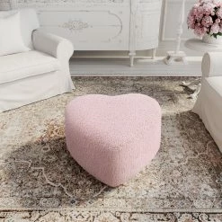 Promo 🤩 INSPIREDHOME CO Amethyst Sherpa Upholstered Ottoman 💯