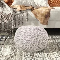 Best Pirce 🎁 INSPIREDHOME CO Ash Hand Knitted Pouf 🥰 -Cheap Living Room Store dqabcli4fvf3davfl1t8