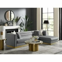 Promo ✨ INSPIREDHOME CO Ilyas Upholstered Right Facing Chaise Sectional Sofa ⌛