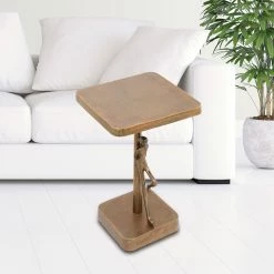 Best Pirce ✔️ San Pacific International Lounging Man Antique Gold Aluminum End Table ⌛