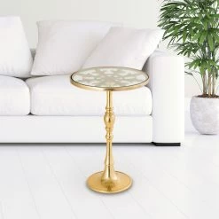 Brand new 😍 San Pacific International Tudor Design Polished Gold Aluminum End Table 🔔