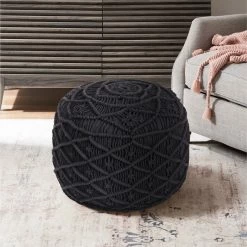 Flash Sale 🎁 INSPIREDHOME CO Massiah Cotton Yarn Pouf Hand Knitted Tear Resistant 😍 -Cheap Living Room Store hxgjivqh0oghph7xob9a