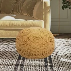 Flash Sale 💯 INSPIREDHOME CO Veronika Hand Knitted Pouf 🌟 -Cheap Living Room Store hyre30doz3576yctulhu