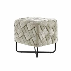 Hot Sale ✨ INSPIREDHOME CO Hand Woven Marone Velvet Metal Base Ottoman ❤️