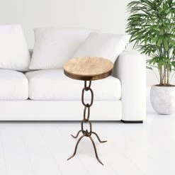 Discount 🎁 San Pacific International Antique Chain Link Bronze Iron End Table ✔️