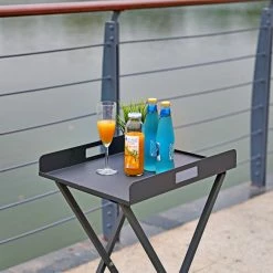 Best deal 🌟 HomeRoots Gray Aluminum Outdoor Tray Table 🔔