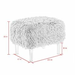 Outlet 🔥 INSPIREDHOME CO Jean Luxe Faux Fur Acrylic Leg Ottoman ⭐ -Cheap Living Room Store j4hjuwkho1upybrk1ctn