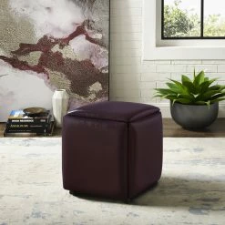 Best Sale 🤩 INSPIREDHOME CO Keagan Faux Leather 5 Piece Nesting Ottoman 👏