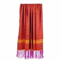 Hot Sale 🎁 HomeRoots Boho Orange and Purple Wool Blend Throw Blanket 😀