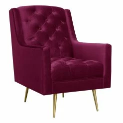 Hot Sale π― Elements International Reese Button Tufted with Gold Legs Accent Chair π