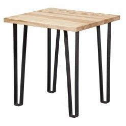 Best Sale 👏 HomeRoots Maple And Black Industrial Style Steel Side Table ⌛