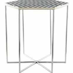 Deals 🥰 HomeRoots Bold Black and White Hexagonal Side Table ❤️