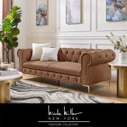 Budget 🥰 INSPIREDHOME CO Siddharth Button Tufted 3 Seats Chesterfield Sofa ✨