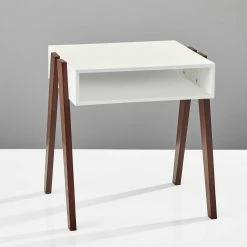 Coupon 😍 HomeRoots White and Walnut Modern Retro Finish Side Table 😉