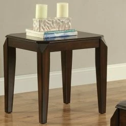 Cheap 𧨠HomeRoots Faceted Corner Walnut Square End Table β
