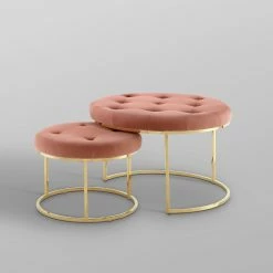 Flash Sale 😉 INSPIREDHOME CO Konan Velvet Cocktail Set of 2 Ottomans ⭐