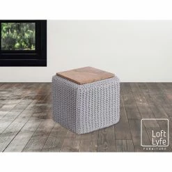 Outlet ⌛ INSPIREDHOME CO Jaxston Cotton Yarn Pouf Hand Knitted Wooden Tray Tear Resistant ⌛ -Cheap Living Room Store pfqujpj5tuey5prxrnie