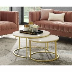 Outlet π INSPIREDHOME CO Dana Marble Top Round Coffee Table β