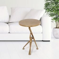 Best reviews of 💯 San Pacific International Supportive Man Antique Gold Aluminum End Table 😍