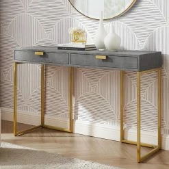 Brand new ✔️ INSPIREDHOME CO Yadira Faux Shagreen 2 Drawers Console Table 😉 -Cheap Living Room Store qtsdapguxja1adrllyfi