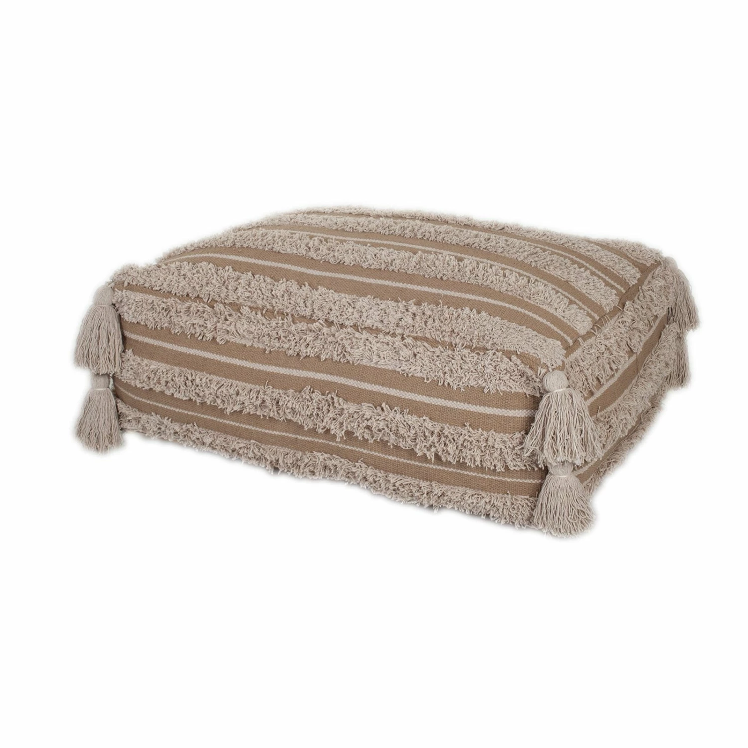 Deals 𧨠HomeRoots Camel Fringe Striped Pouf β 2 Deals 𧨠HomeRoots Camel Fringe Striped Pouf β - Image 2