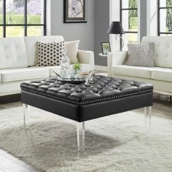 Wholesale π― INSPIREDHOME CO Stella Faux Leather Tufted Ottoman β