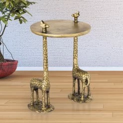 New β¨ San Pacific International Giraffe Duo Antique Gold Aluminum End Table π₯°