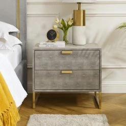 Top 10 β INSPIREDHOME CO Yadira Faux Shagreen 2 Drawers Side Table π