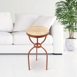 Best Pirce 🛒 San Pacific International Three Legged Antique Copper Iron End Table 🌟