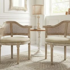 Coupon π₯ INSPIREDHOME CO Hadi Linen Upholstered Accent Chair, Nailhead Trim π