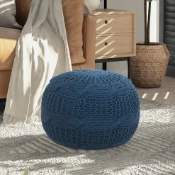 Flash Sale 💯 INSPIREDHOME CO Veronika Hand Knitted Pouf 🌟 -Cheap Living Room Store yzisdbccxi5flomvgrw4