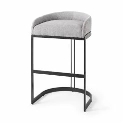 Budget 🥰 HomeRoots Black Metal Base Light Gray Bar Stool 🔔
