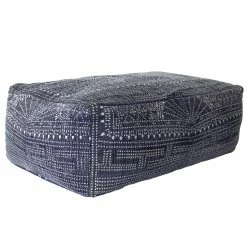 Best deal 🌟 HomeRoots Navy Blue Patterned Rectangle Pouf 🧨