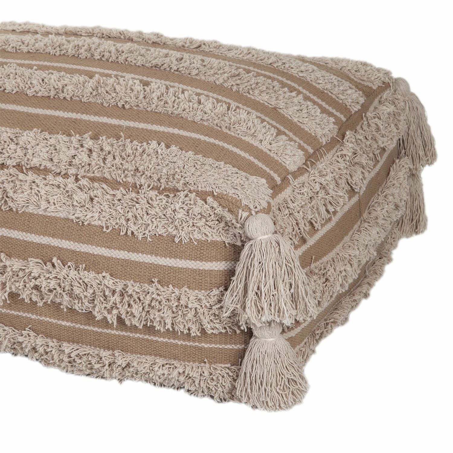 Deals 𧨠HomeRoots Camel Fringe Striped Pouf β 3 Deals 𧨠HomeRoots Camel Fringe Striped Pouf β - Image 3