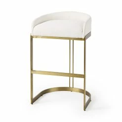 Deals 🎁 HomeRoots Off White and Gold Low Back Bar Stool ❤️